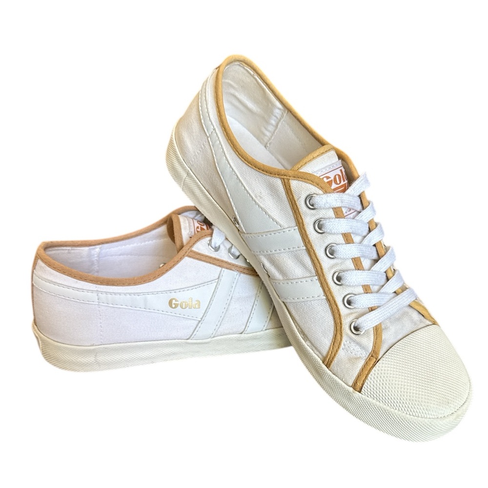 Gola for J. Crew Sneakers White/Tan CLB353 Coaster Smash Women’s Size 10 EU 41 - Picture 3 of 11